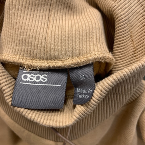ASOS Unisex Size Medium Camel Colored Mock Turtleneck 100% Cotton Sweatshirt - Picture 6 of 10